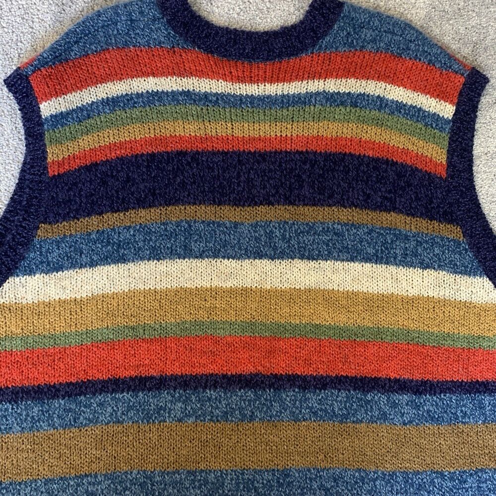 VTG 80s Capistrano Jeans Colorful Striped Sweater Vest Women's XL Taiwan R.O.C - Picture 5 of 7